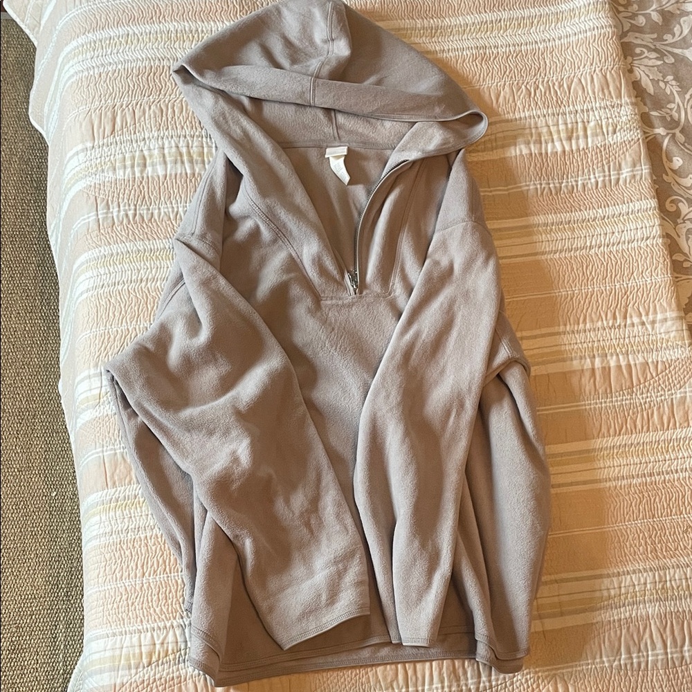 H&M Taupe Half-Zip Hooded Pullover